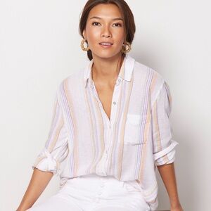 Rails Charli Stripe Linen Button Down Shirt Size M
